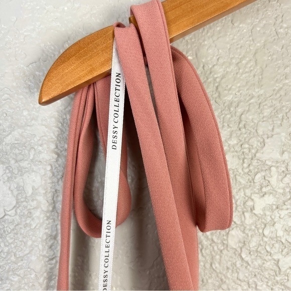 Dessy Collection NWOT Bustier Crepe Midi Dress, Desert Rose 16 - Bow Straps - Picture 9 of 12